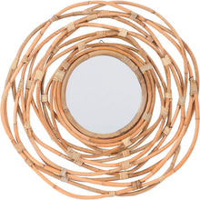 Load image into Gallery viewer, CLEARANCE - Natural Rattan Round Mirror in Brown with Looped Cane Frame