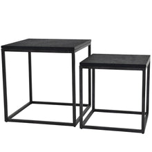 Load image into Gallery viewer, Kirkstone Iron Set of 2 Side Tables in Oak Wood Finish with Galaxy Slate