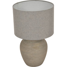 Load image into Gallery viewer, Baslow Etched Large Ceramic Grey Lamp with Linen Look Shade E27 60W