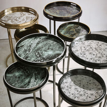 Load image into Gallery viewer, Monochrome Swirl Set of Two Nesting Tray Tables