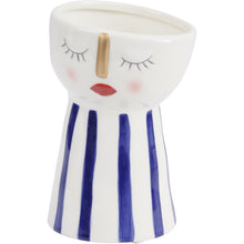 Load image into Gallery viewer, Dolomite Face Planter with Blue Stripes