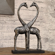 Load image into Gallery viewer, Antique Silver Giraffe Heart Sculpture| Love| Valentines|Engagement| Wedding
