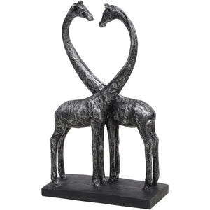 Antique Silver Giraffe Heart Sculpture| Love| Valentines|Engagement| Wedding