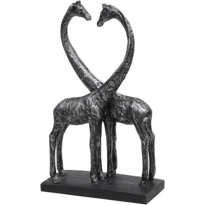 Antique Silver Giraffe Heart Sculpture| Love| Valentines|Engagement| Wedding