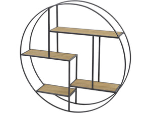 Kempsey Fir Wood And Iron Round Wall Shelf