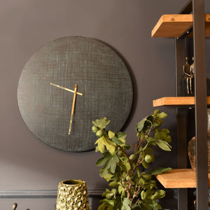 Extra Large Wall Clock| Textured Black And Green Aluminium Wall Clock| Statement Clock