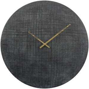 Extra Large Wall Clock| Textured Black And Green Aluminium Wall Clock| Statement Clock