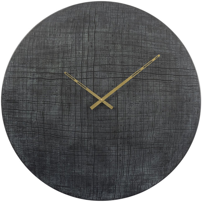 Extra Large Wall Clock| Textured Black And Green Aluminium Wall Clock| Statement Clock