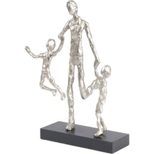 Load image into Gallery viewer, Father Playing with Children Silver Sculpture
