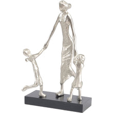 Load image into Gallery viewer, Mother Playing with Children Silver Sculpture
