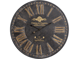 Libra Antique Iron Chateau Wall Clock|  Black and Gold | Large Wall Clock
