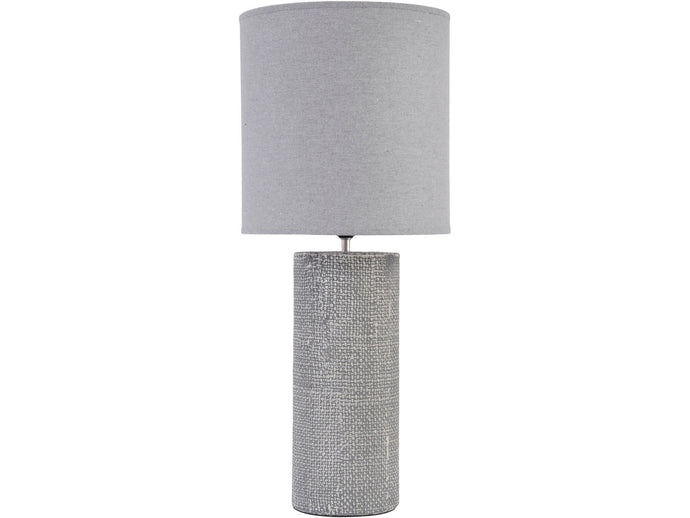 Tall Grey Textured Porcelain Table Lamp With Shade