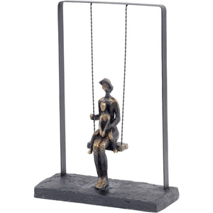 Mother and Baby on Swing Bronze Figurative Sculpture