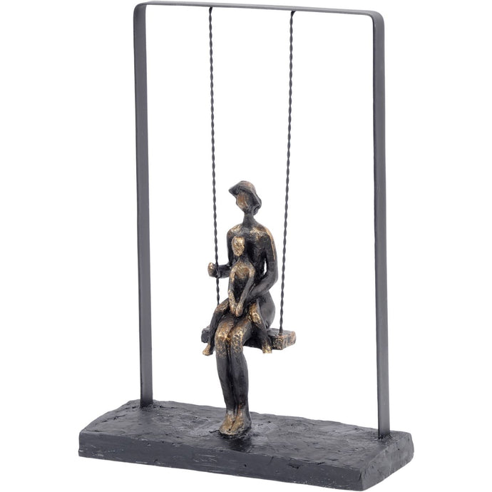 Mother and Baby on Swing Bronze Figurative Sculpture