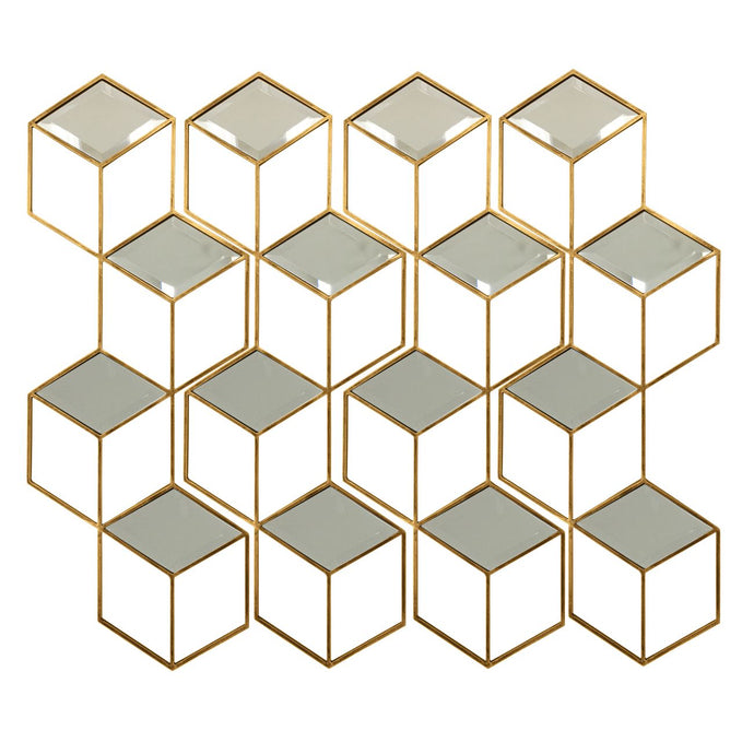 Libra Honeycomb Mirror Set in an Aged Champagne Finish