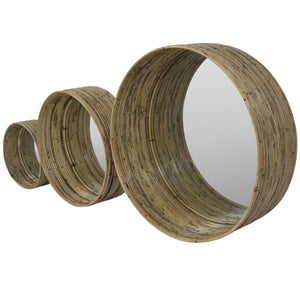 Latoma Set of Three Rattan Mirrors