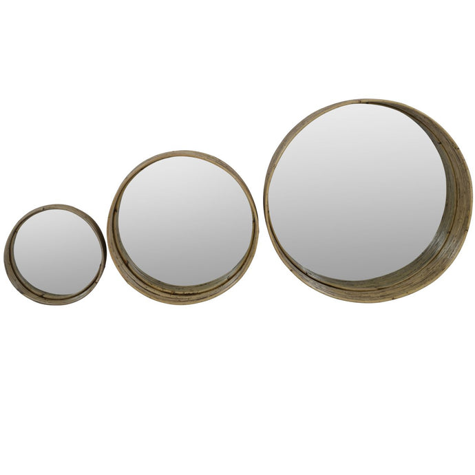 Latoma Set of Three Rattan Mirrors