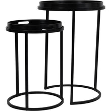 Load image into Gallery viewer, Black and White Linework Face Art Tray Table Set of Two Nesting Tables
