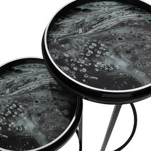 Monochrome Swirl Set of Two Nesting Tray Tables