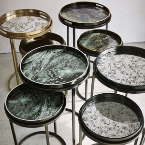 Monochrome Swirl Set of Two Nesting Tray Tables