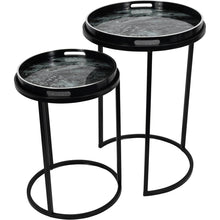 Load image into Gallery viewer, Monochrome Swirl Set of Two Nesting Tray Tables
