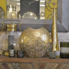 Load image into Gallery viewer, Festive Set of Three Beautiful Embossed Bronze Glass Tealight Holders
