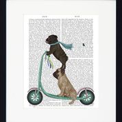 Dogs on Scooters Framed Prints