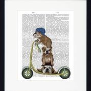 Dogs on Scooters Framed Prints