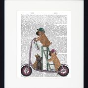 Dogs on Scooters Framed Prints