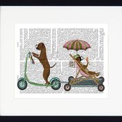 Dogs on Scooters Framed Prints
