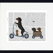 Dogs on Scooters Framed Prints