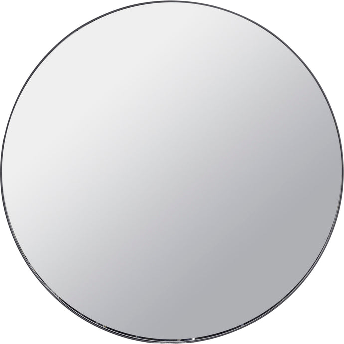 Round Mirror with Slim Black Metal Frame, Small