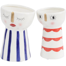 Load image into Gallery viewer, Dolomite Face Planter with Blue Stripes

