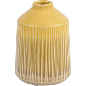 Yellow Stoneware Bottle Vase with Blended Glaze