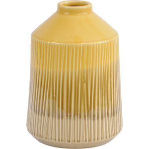 Yellow Stoneware Bottle Vase with Blended Glaze