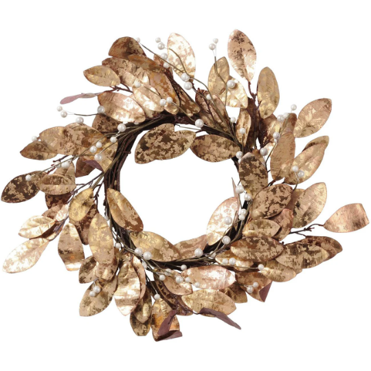 Large Gold Artificial Magnolia Leaf Christmas Wreath